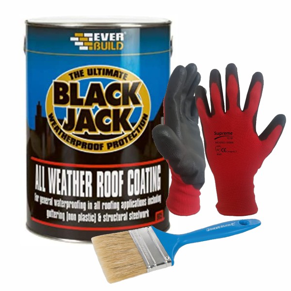 Black Jack 905 All-Weather Roof Coating with Brush & Gloves